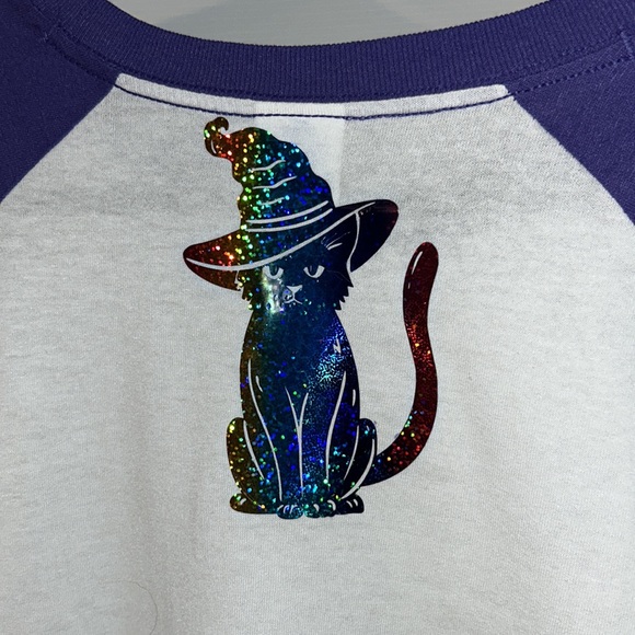 Occult Witches Circle 🌝 Moon Alter Rainbow Holographic Print T Shirt - Picture 4 of 5